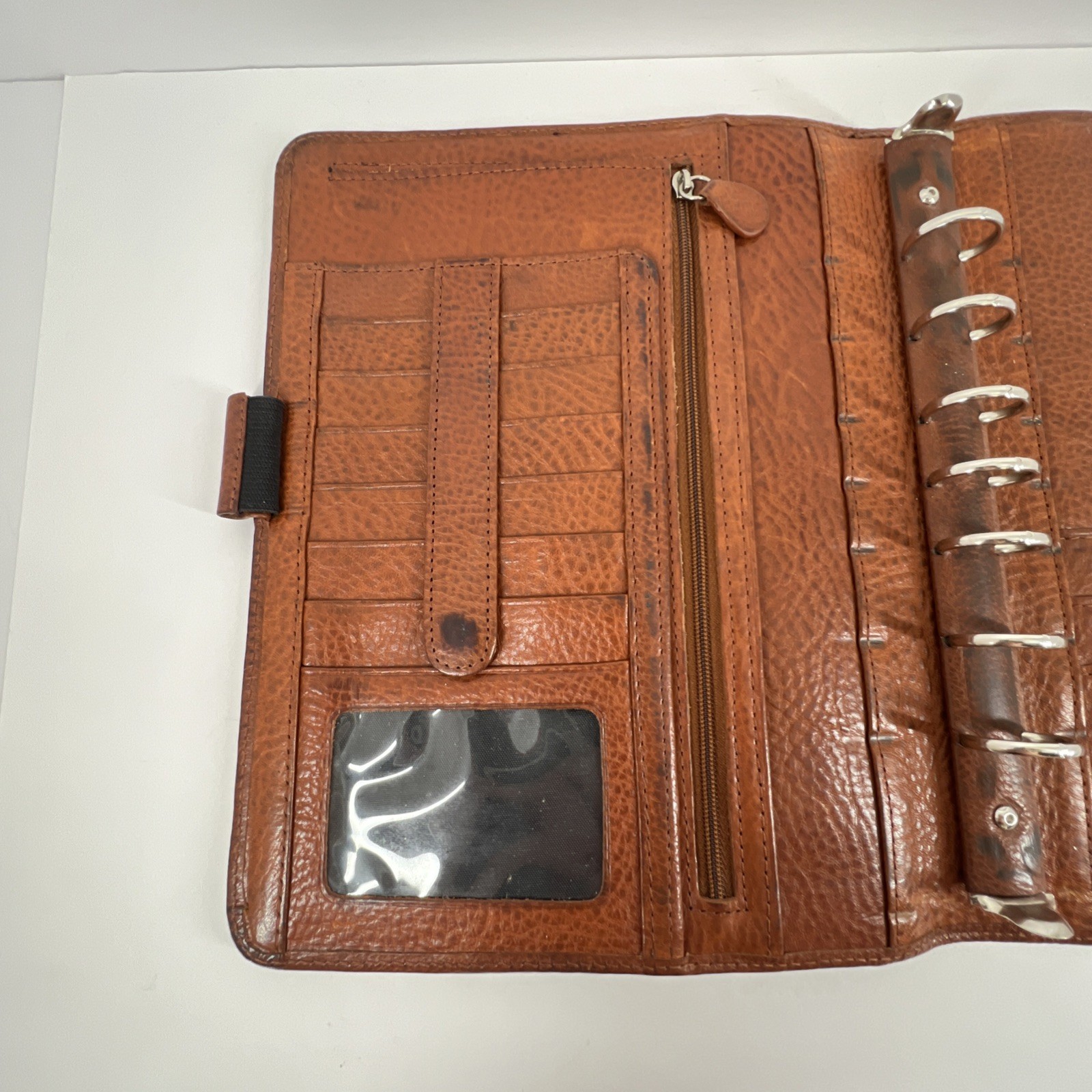 Franklin Covey Full Grain Italian Leather 7 Ring Binder Chestnut Brown Vintage