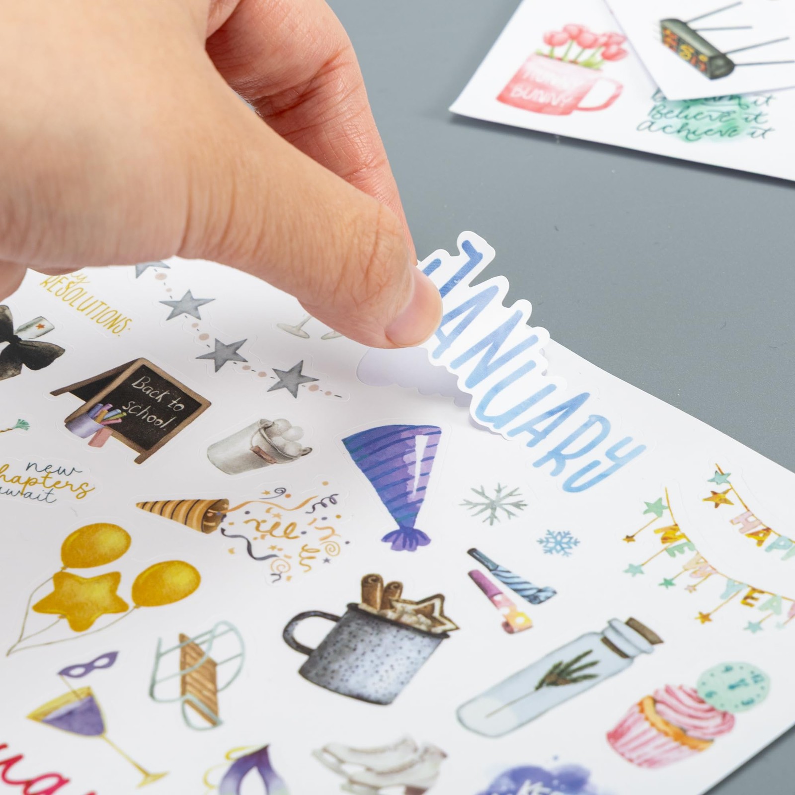 8 Sheets Aesthetic Monthly Planner Stickers 6 x 8 Inch Colorful Set