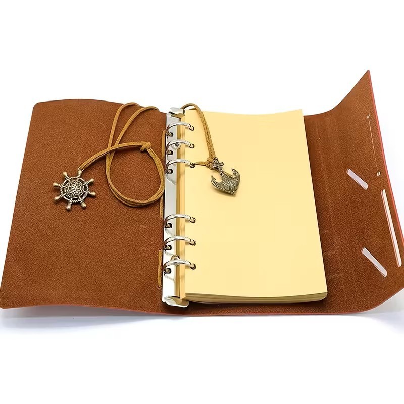Vintage Leather Journal Refillable Notebook Nautical Compass Anchor Gift Travel