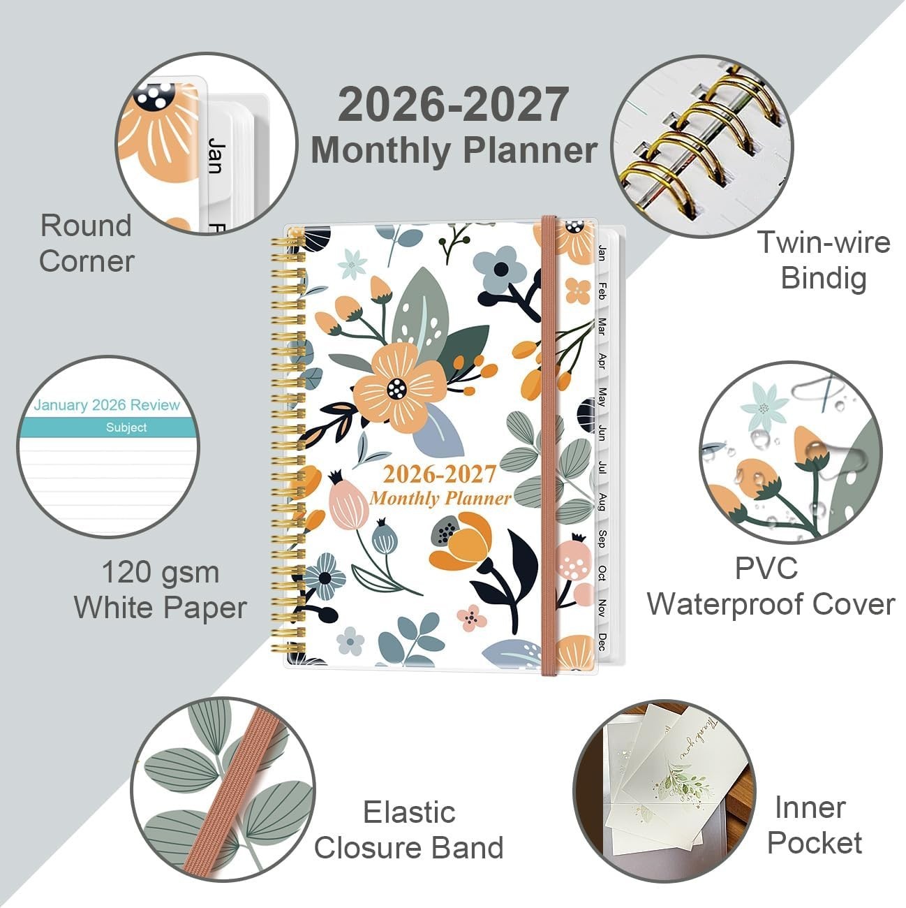 Stylish 2026-2027 Planner – 18 of Planning with Durable Twin-Wire Binding