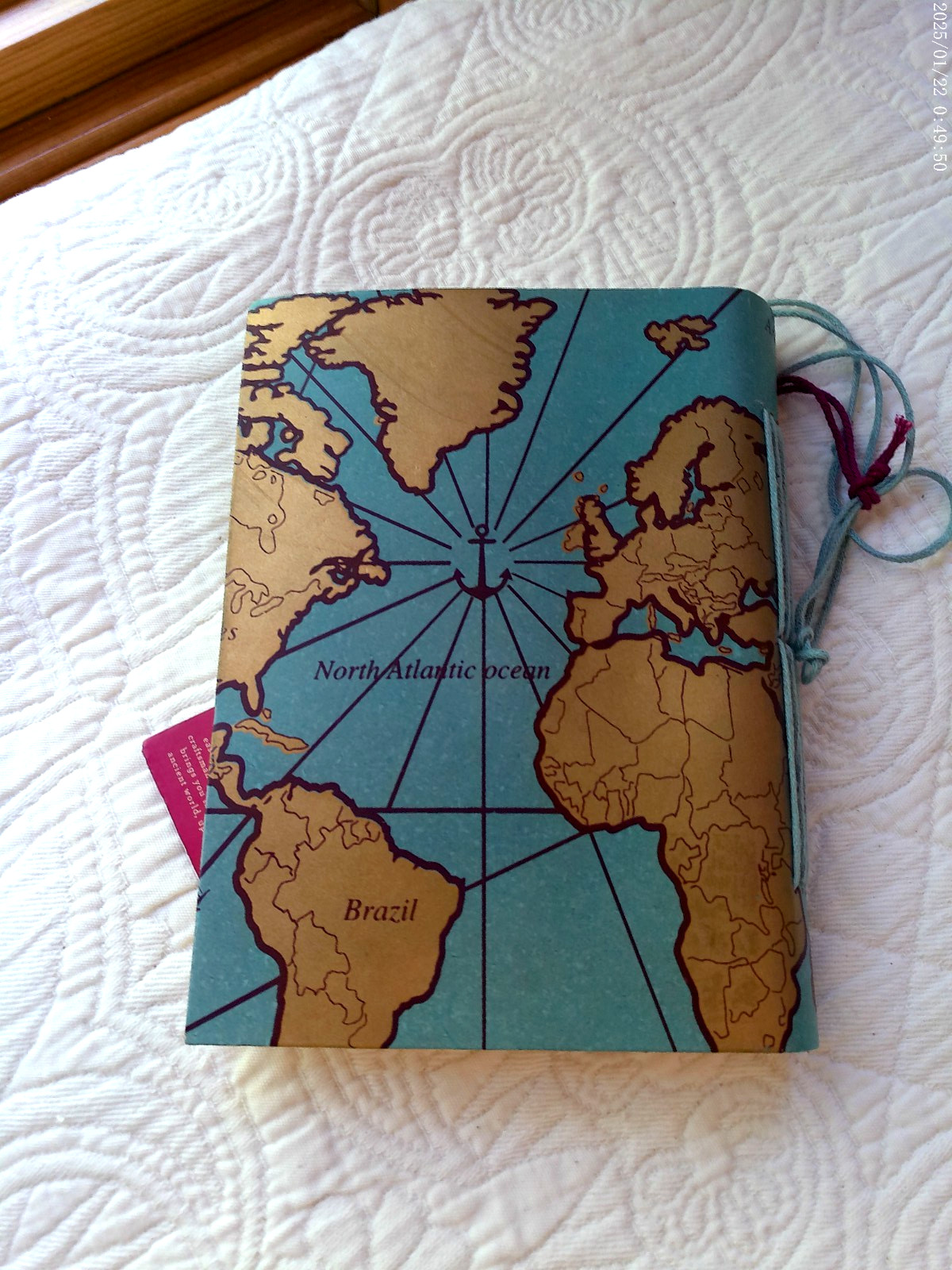 JEWEL OF MUMBAI WORLD MAP HANDMADE LEATHER JOURNAL METAL LATCH 144 LINED PAGES