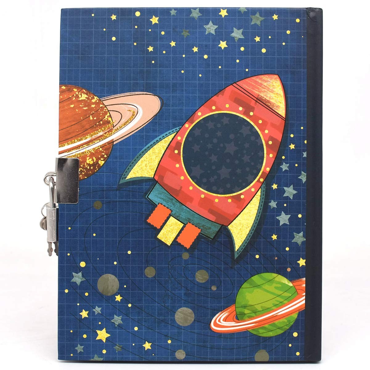 Boys Lock Diary Spacecraft Notebook 7.1×5.3″ 160 Pages Secret Journal with Key