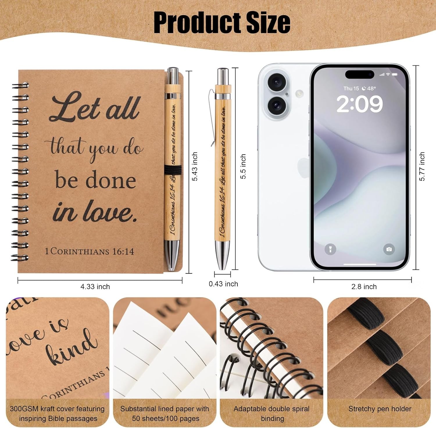 10 Pcs/5 Set of Christian Gifts Spiral Notebooks Bulk Journals with Christian Pe