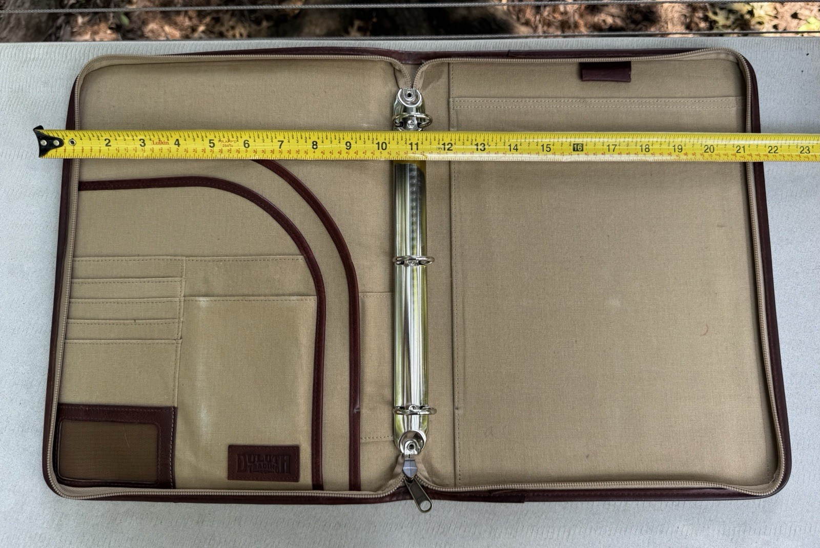 Vintage Duluth Trading Fire Hose Canvas & Leather Padfolio/Portfolio 13.5″ x 10″