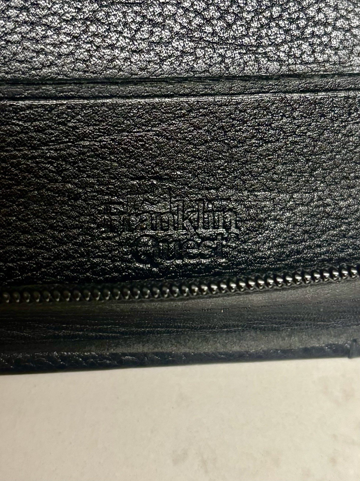 Franklin Quest Black Verona Leather Zip Organizer Planner 7 Ring Binder Vtg 90’s