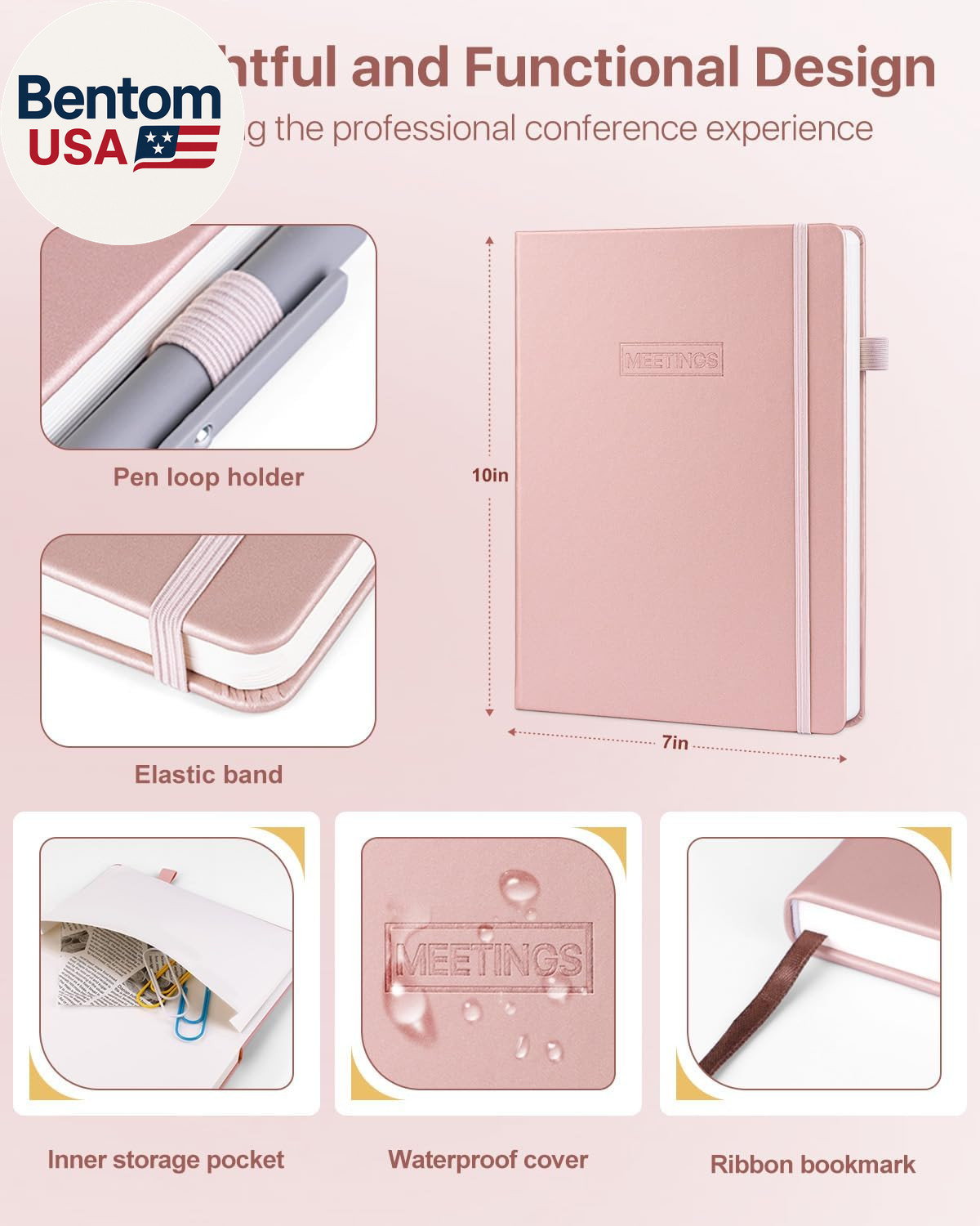 Meeting Notebook for Work, Work Planner Notebook with Action Items, B5 Size Proj