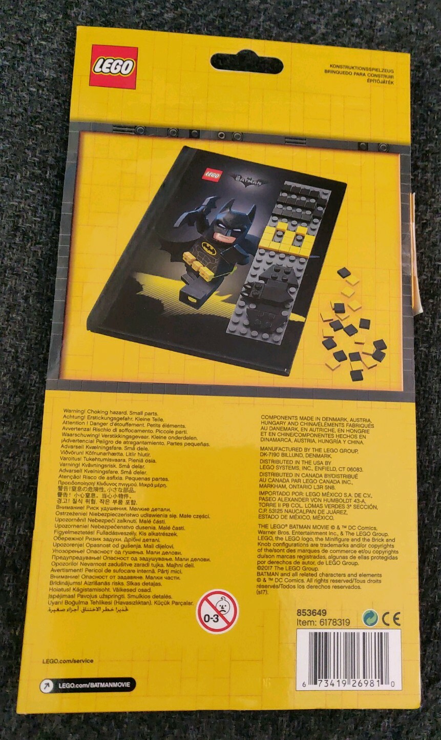 NEW LEGO Batman Movie Notebook Journal with building brick on the cover