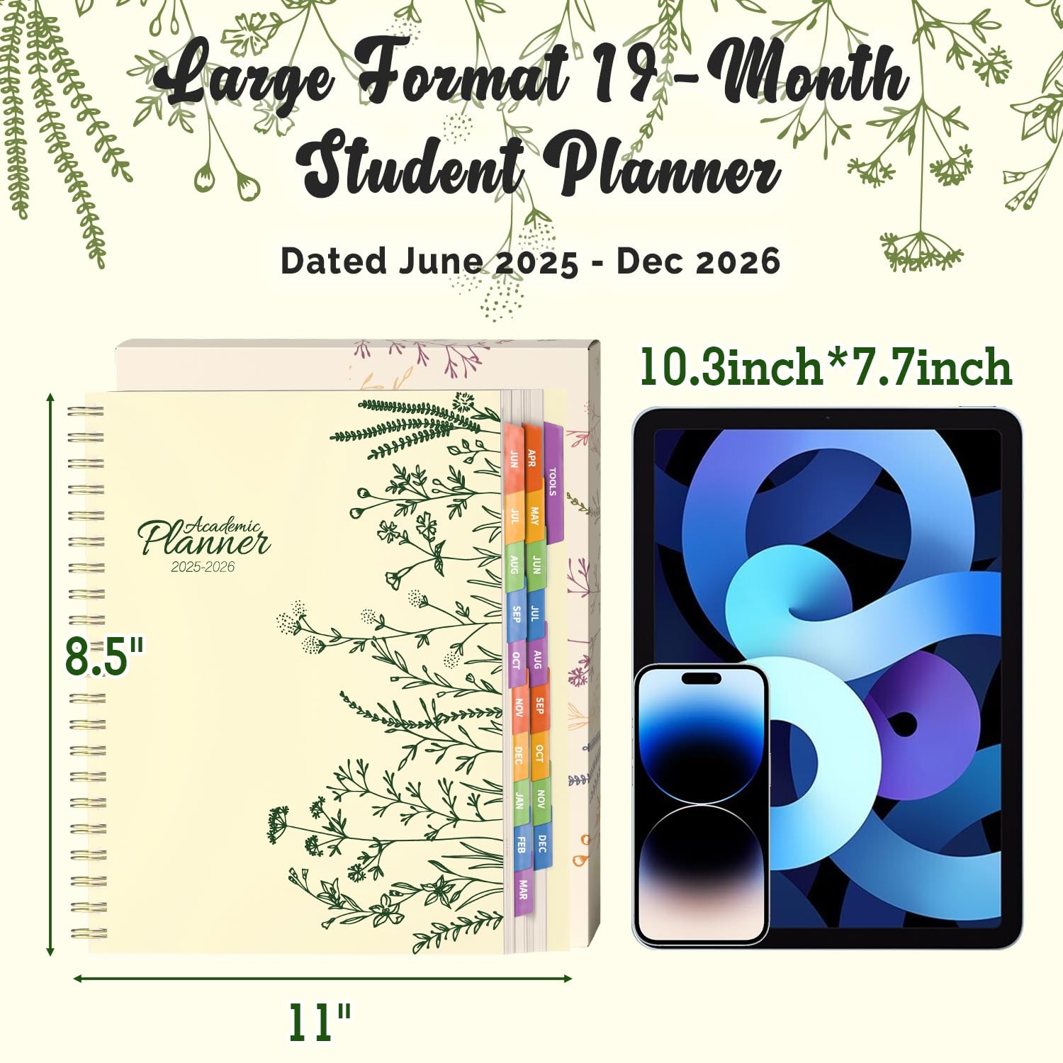 Jun 2025-Dec 2026 Academic Monthly Weekly Daily Planner for School, 19 Months…