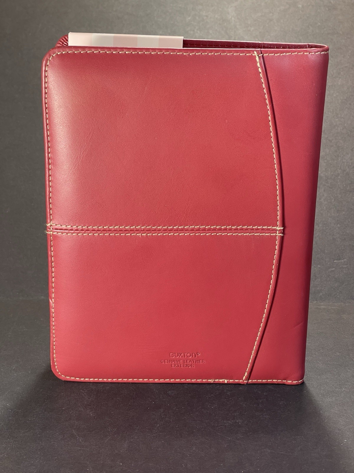 BUXTON Red Genuine Leather Writing Pad Folio 5” x 7”