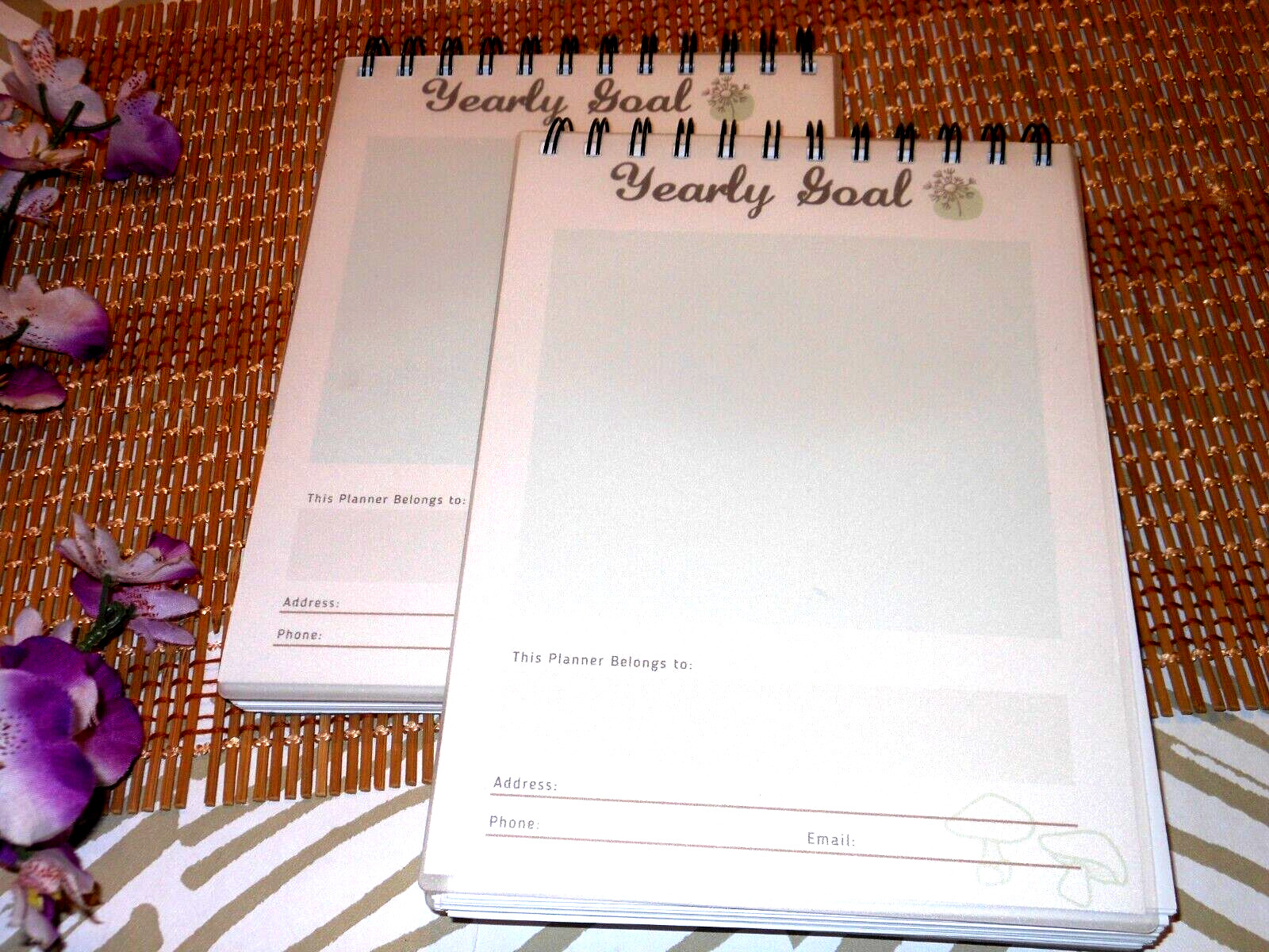2 X DAILY, WEEKLY , MONTHLY BLANK NOTEPAD PLANNERS & GOALS , SPIRAL