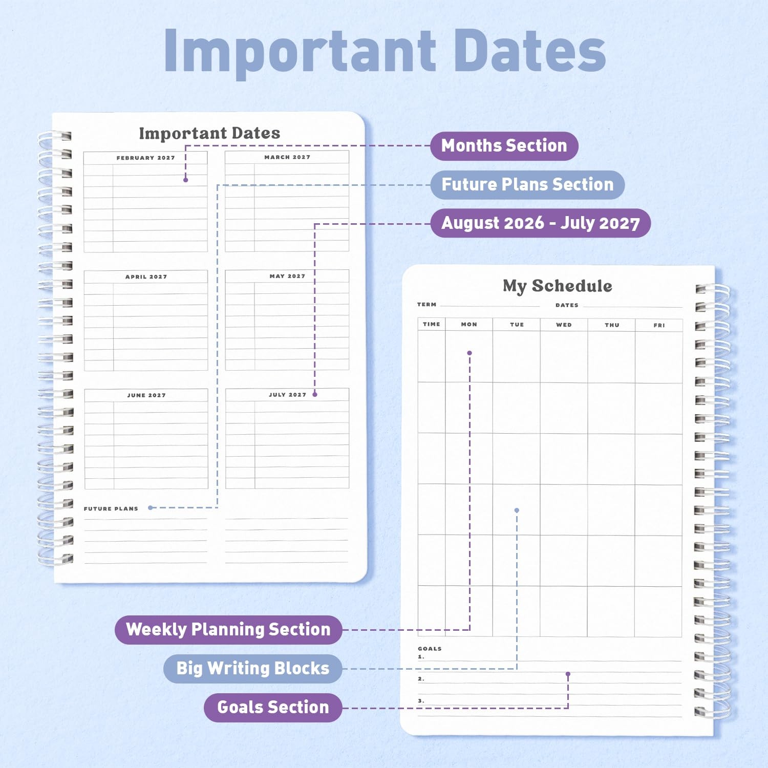 Sweetzer & Orange 2026-2027 Academic Planner – Student 5.5″ x 8.5″, Soft Sky