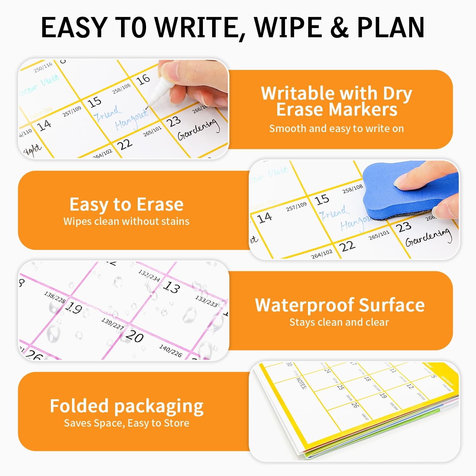 2026 Calendar,MoShining,Large Wall Calendar Dry Erase 48×32 inch, Multi