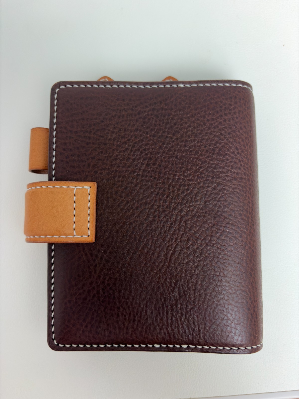 Handmade Leather Planner Binder, A7 Pocket Size, Brown & Tan Colorblock