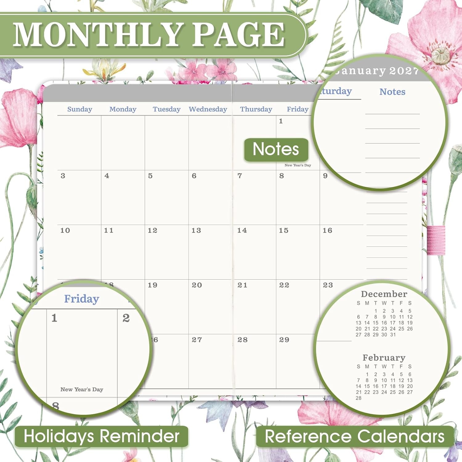Pocket Calendar 2027-2029 – 3 Year Monthly Planner 2027-2029, January 2027 –