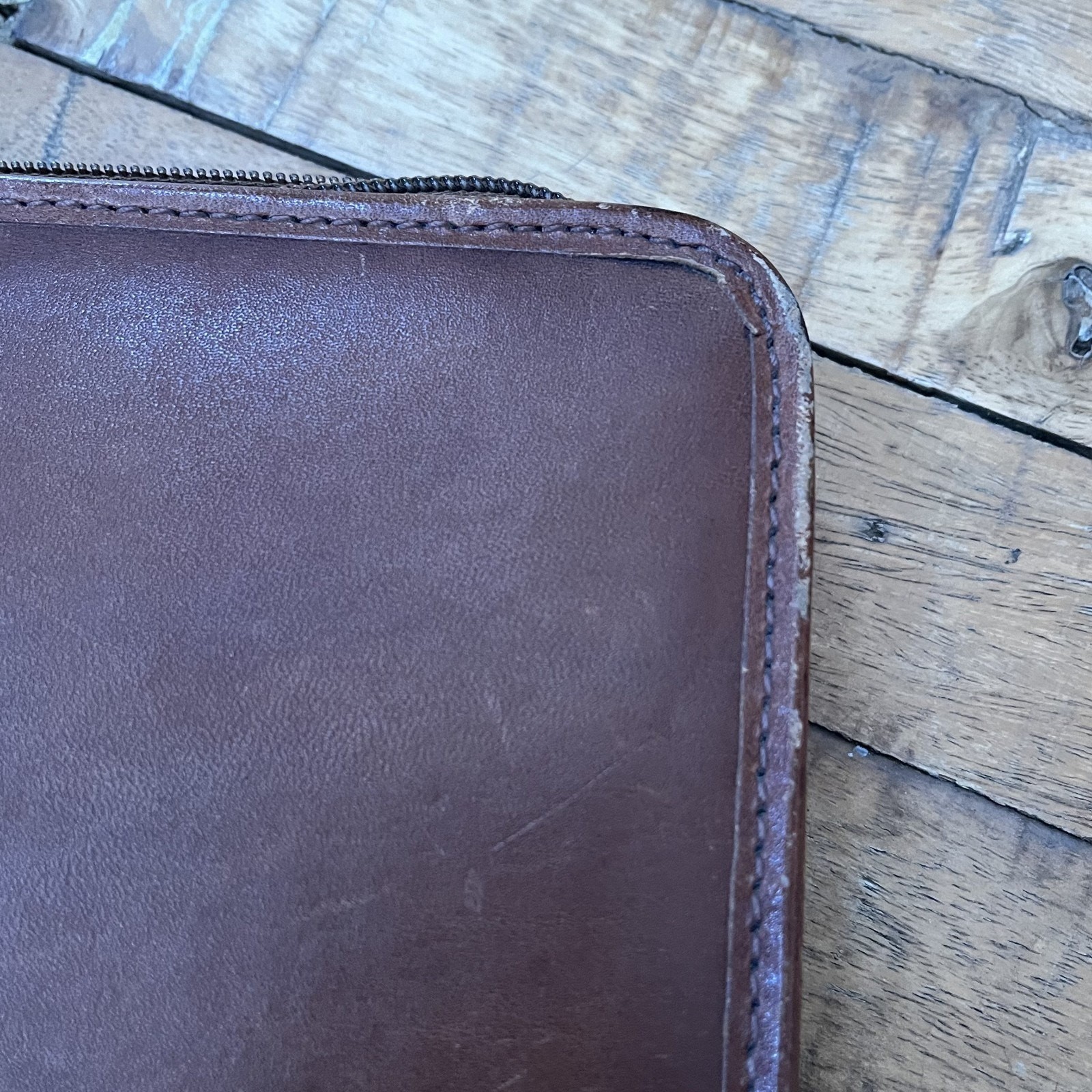 Vintage Day-Timer Genuine Leather Planner 7 Ring Organizer W/Zipper