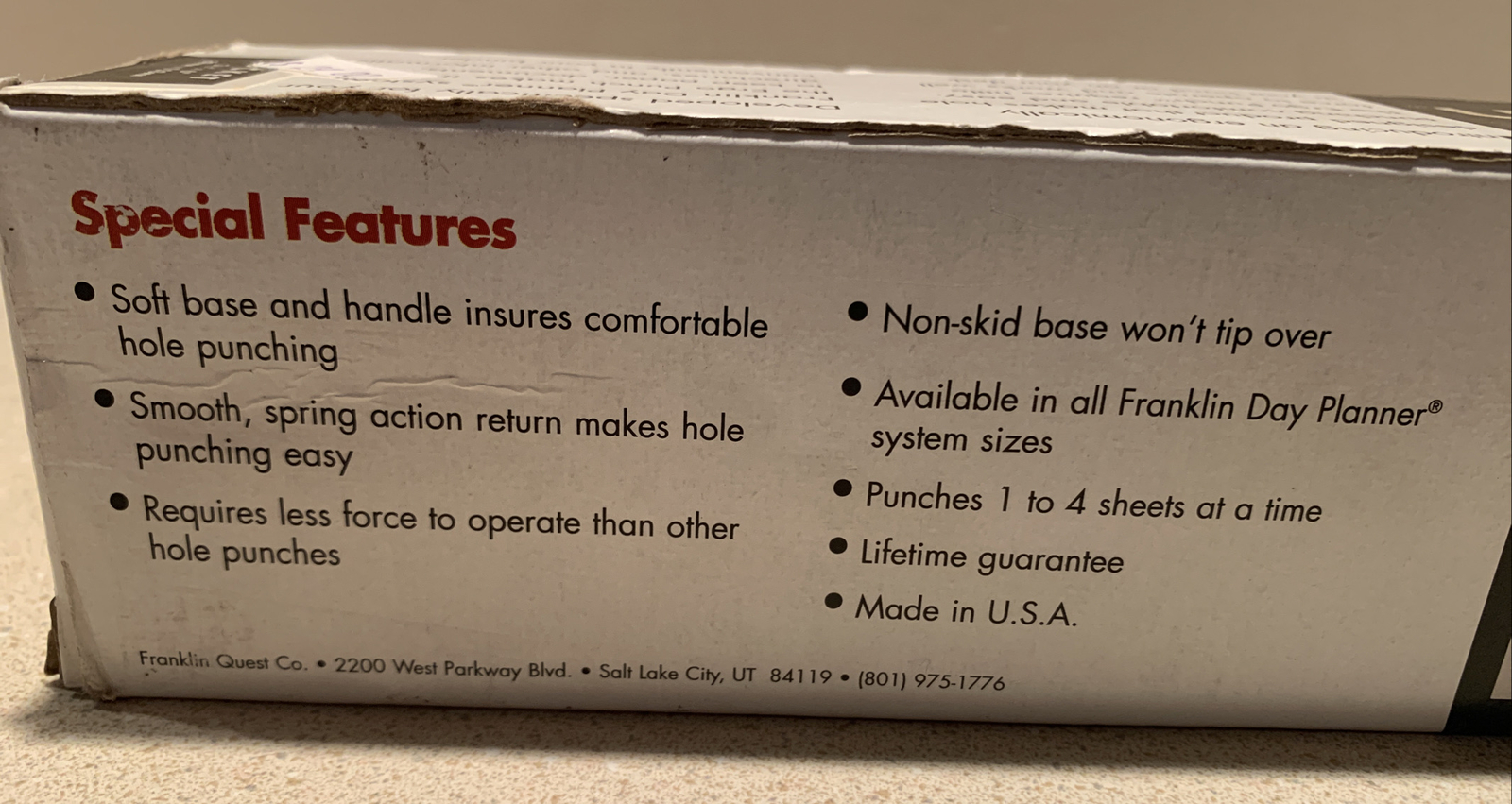 The Ergo Punch for Franklin Day Planner Pocket 6 Hole Punch 3 1/2″x 6″ Excellent