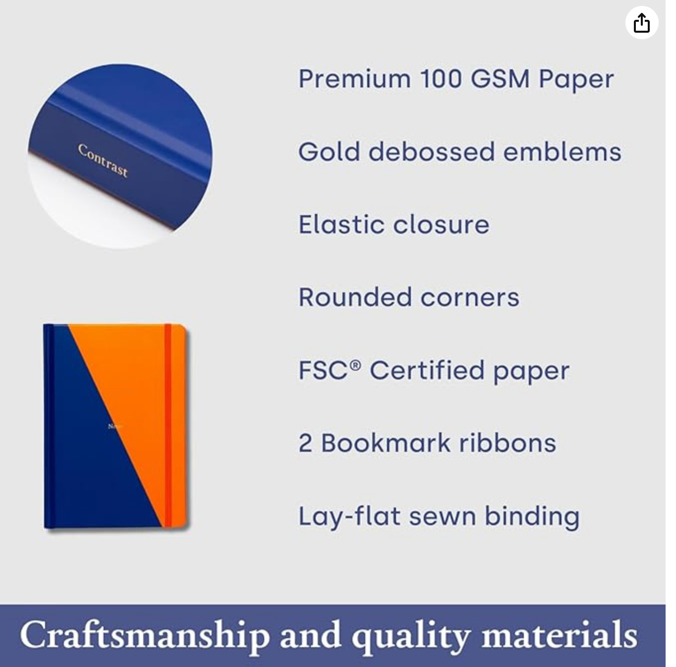 Yop & Tom Medium Hardcover Notebook A5 Lined 180 Pgs – Blue & Orange