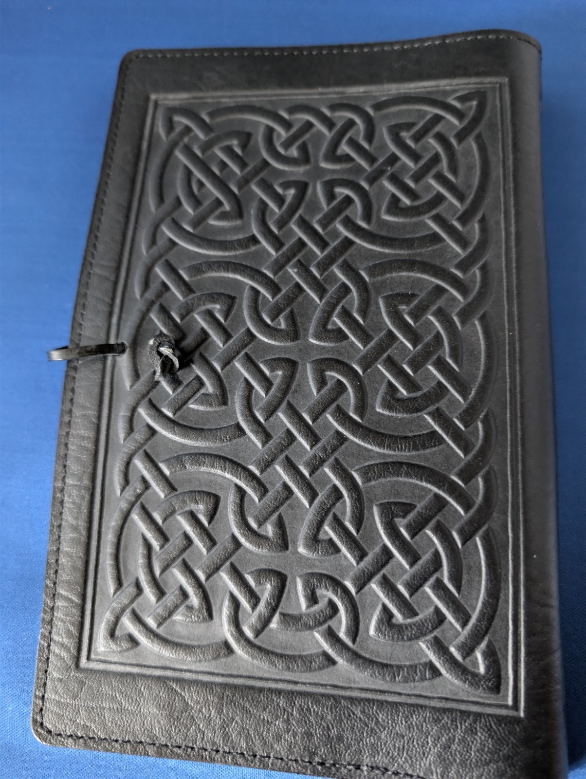 Oberon Celtic Design Tooled Black Leather Notebook Journal Cover Handmade. NEW