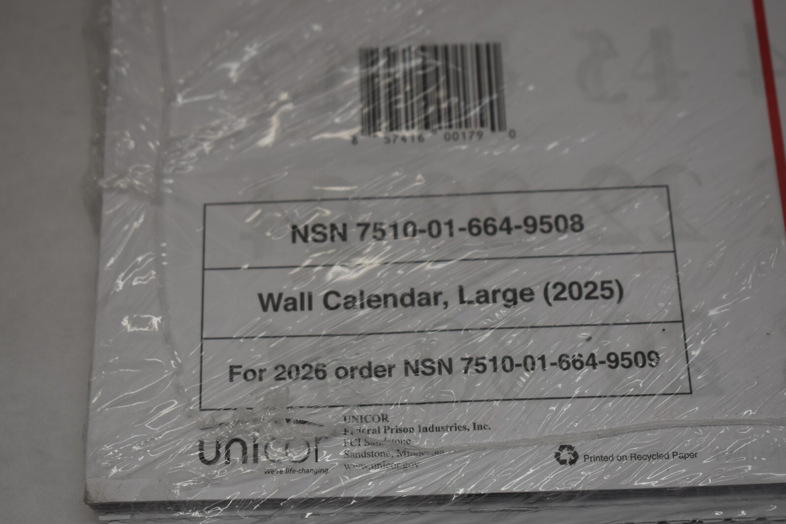 Unicor 2025 Fed Wall Calendar Individual Single Display 3 Month Calendar 2 Pack