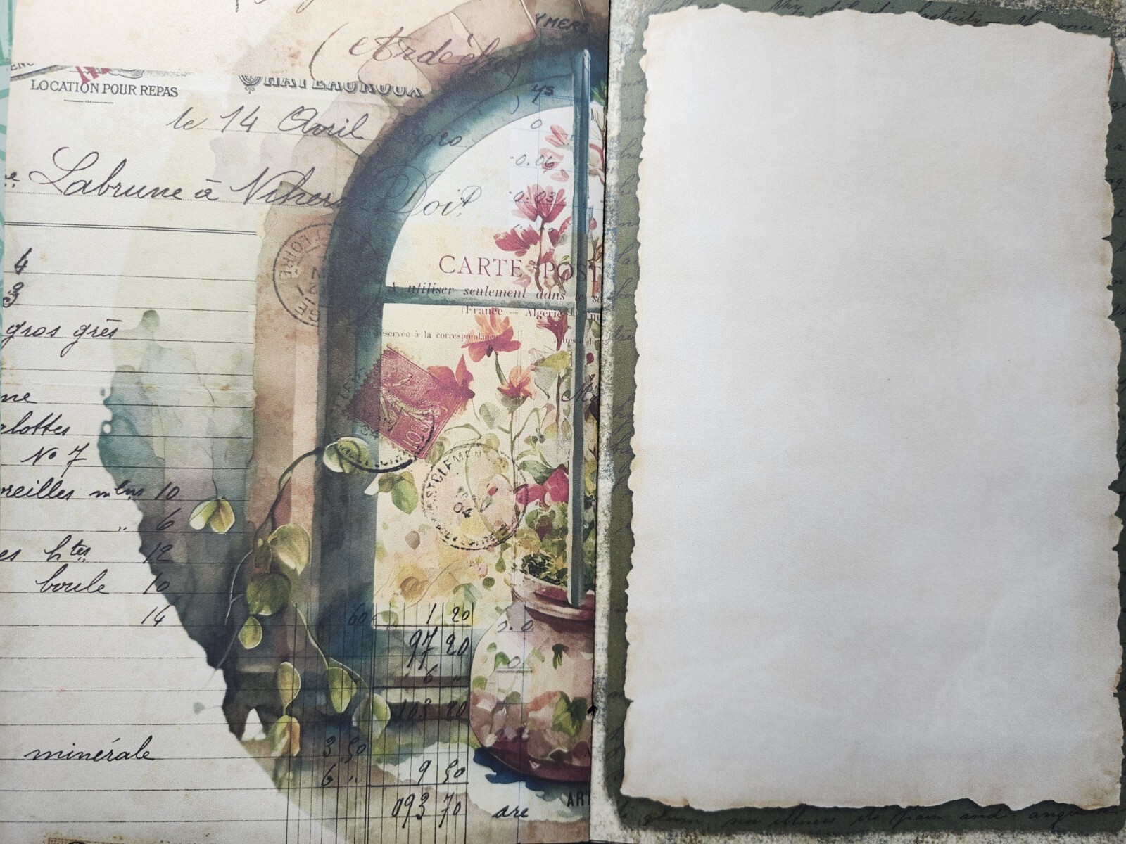 Junk Journal BOOKLET “FLORAL WINDOWS 2” HANDMADE Flowers, European Architecture