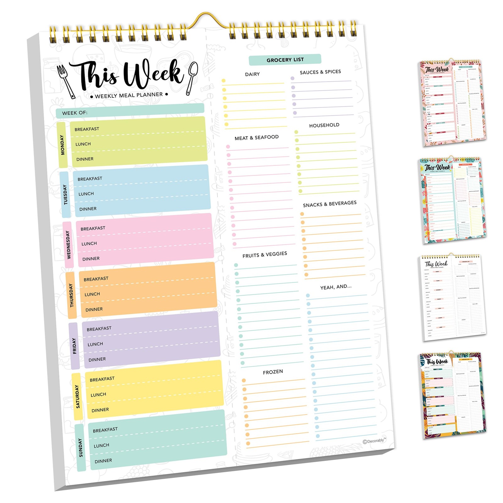 Decorably 52 Sheets Pastel Undated Magnetic DETAILED 8.5″x11″, PASTEL RAINBOW