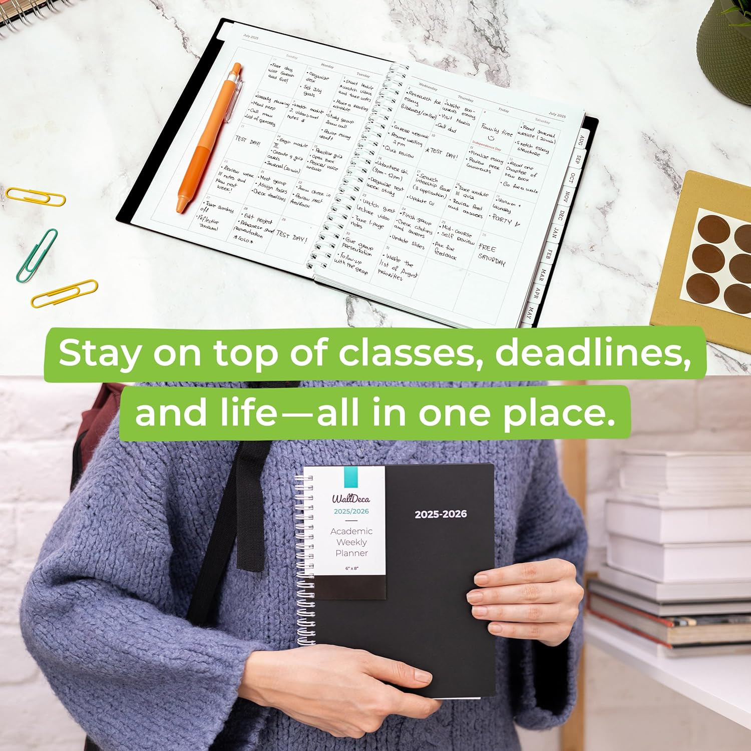 Academic Planner 2025-2026, Daily, Weekly & Monthly Planner, July 2025 – June…