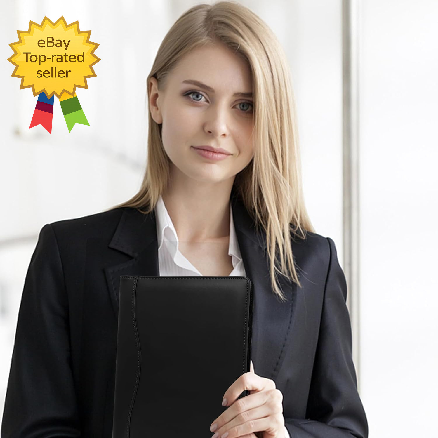 Leather Portfolio Binder 5 X 8 A5 Soft Padfolio Business Document Organizer Blac