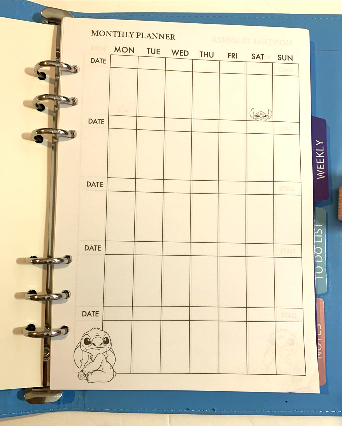 Disney STITCH & ANGEL Agenda Monthly Weekly To Do List Notes Lilo & Stitch Movie
