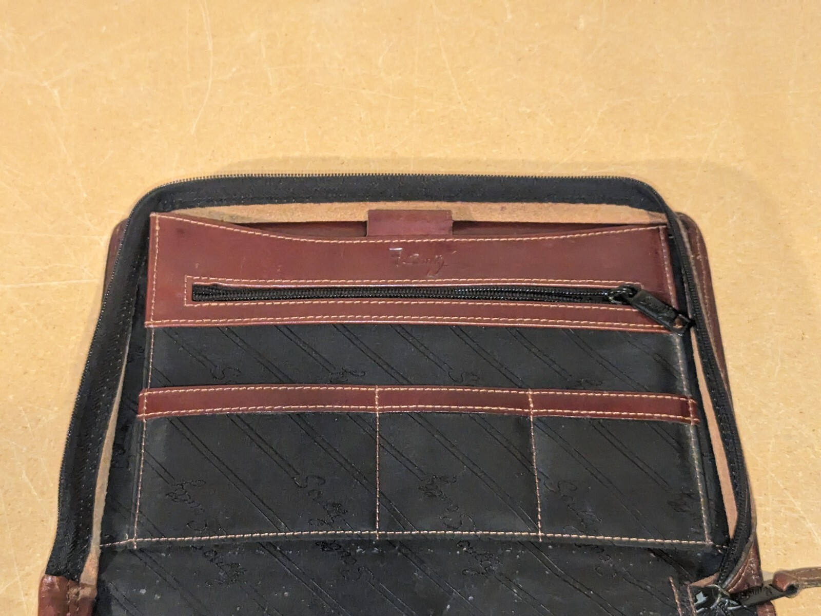 Vintage Scully leather zippered small 8X10 portfolio organizer Rustic Brown