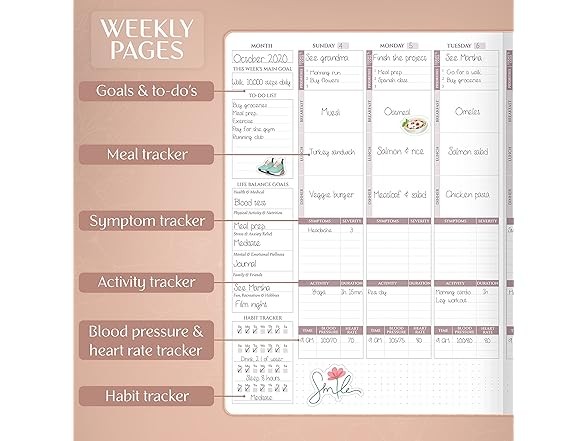 Legend Planner Medical Planner w/ Symptom Tracker Rose Gold A4 (8.5 x 11)
