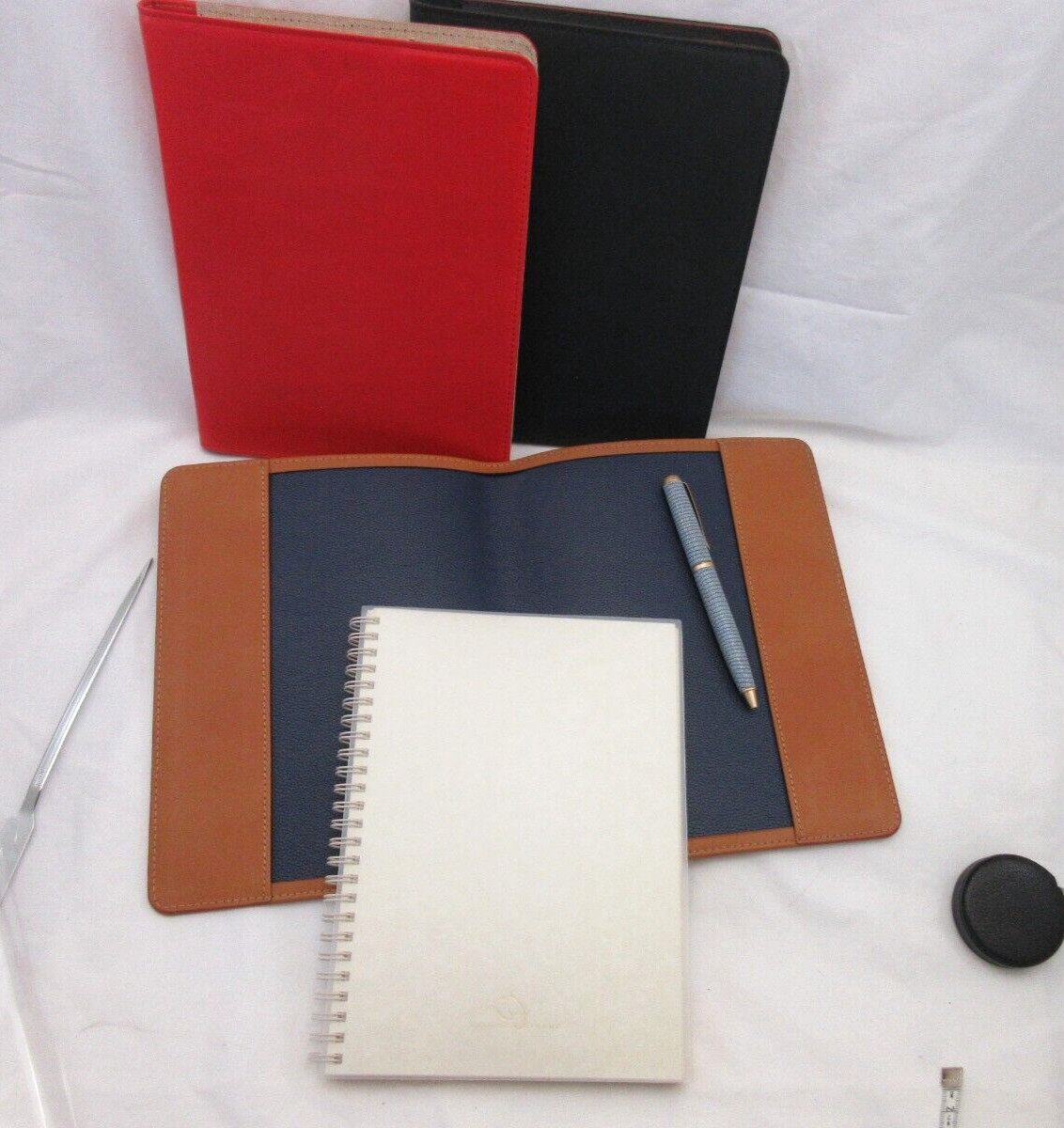 Graphic Image Notebook Refillable 9″ Leather Cover Spiral Lined Pages RED