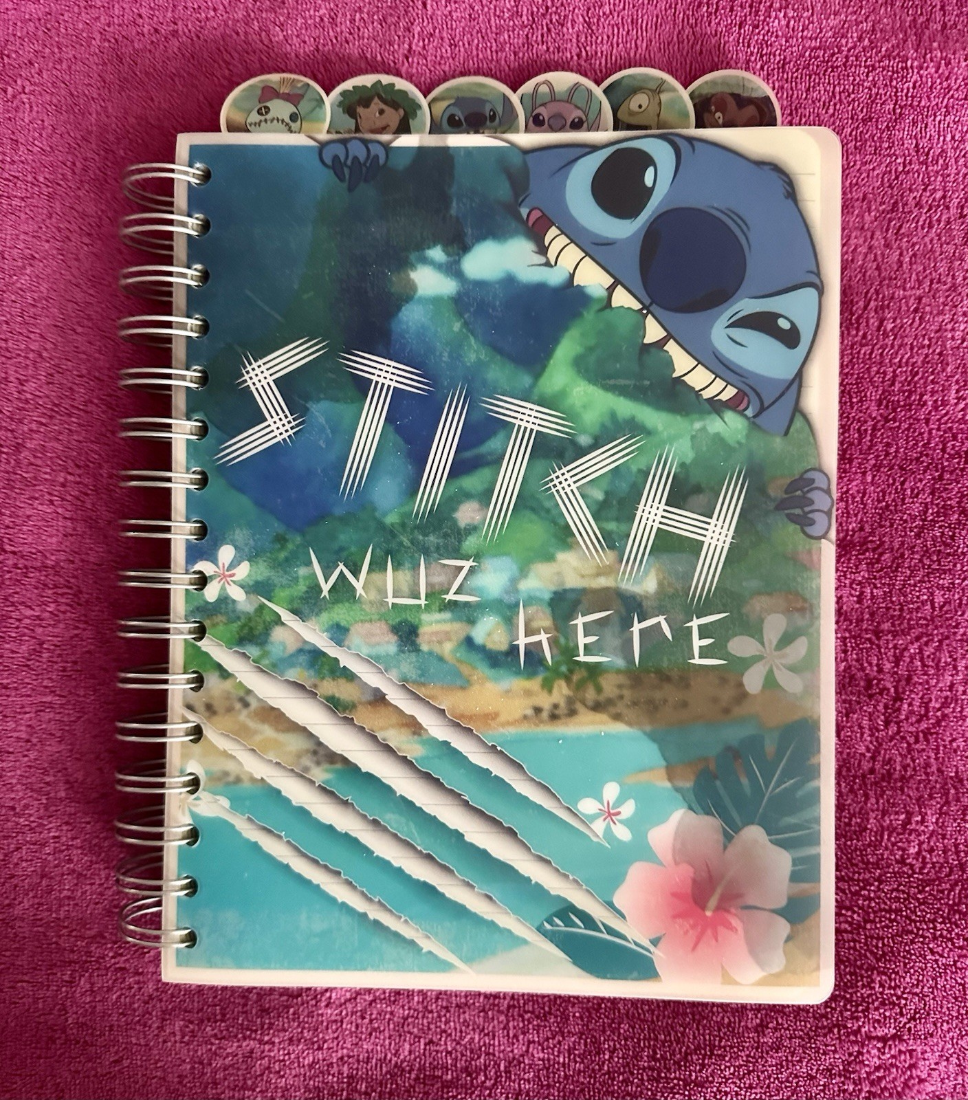 Disney Lilo & STITCH WUZ HERE Tabbed Spiral Lined Notebook Journal | 144 Pages
