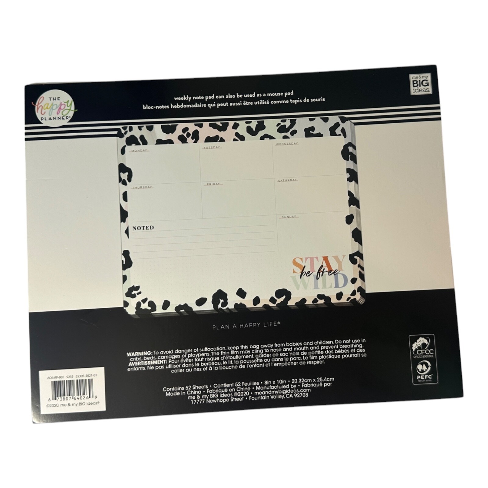 Happy Planner Colorful Leopard Weekly Note Pad / Mouse Pad
