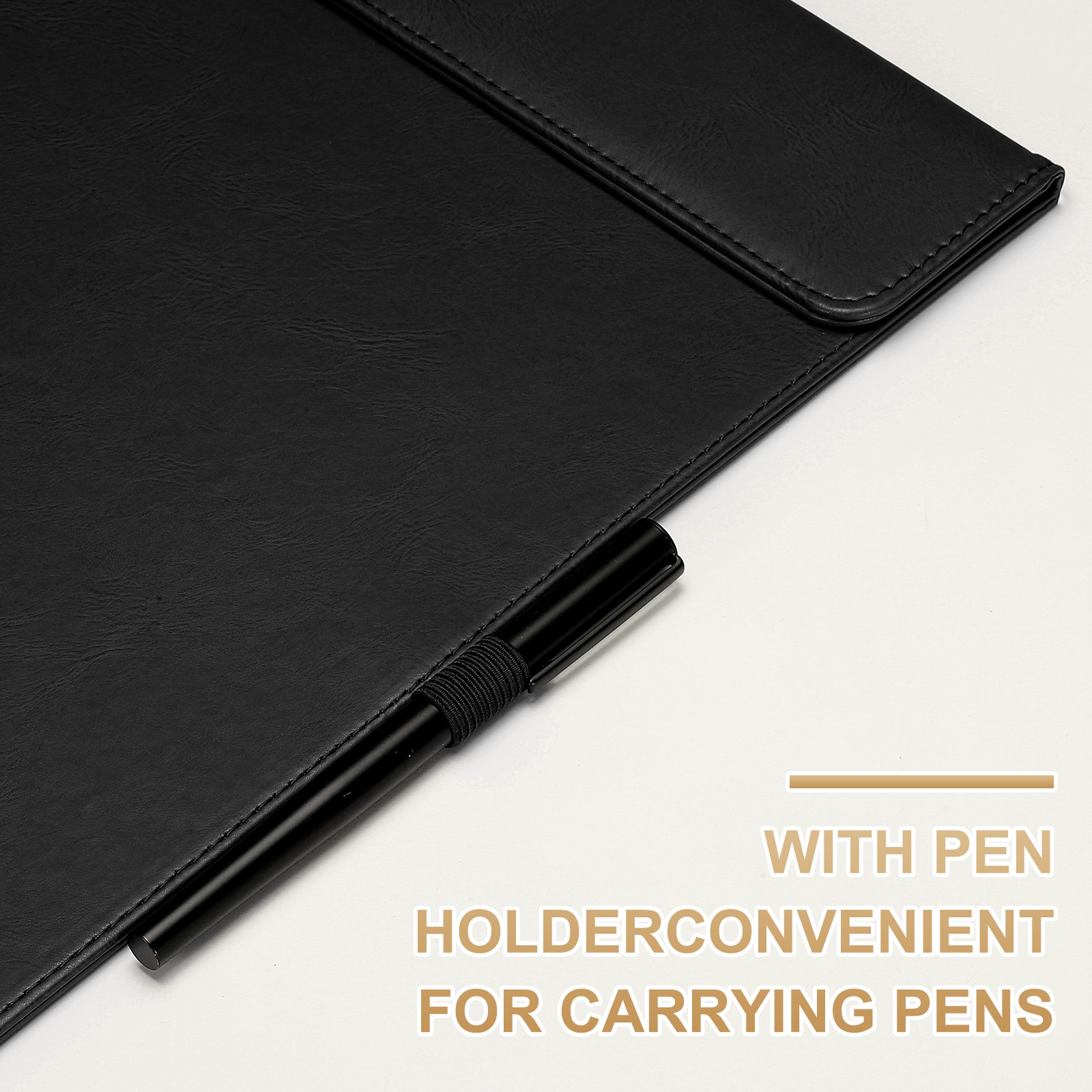A4 Letter Size PU Leather Clipboard, 9.5″x13.5″ Magnetic Padfolio Style 2, Black