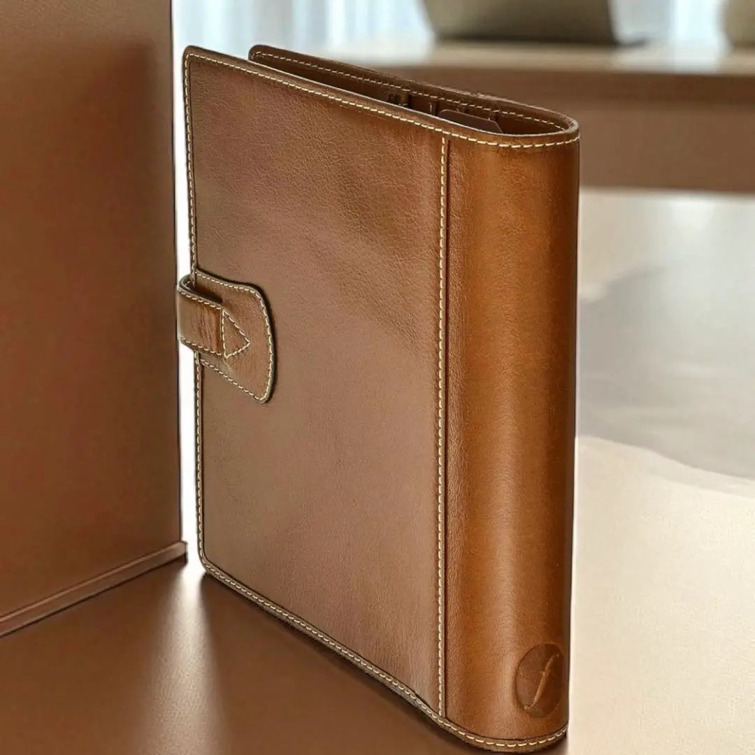 Filofax Malden A5 Organizer Ochre Brown Ring Binder Planner New Japan