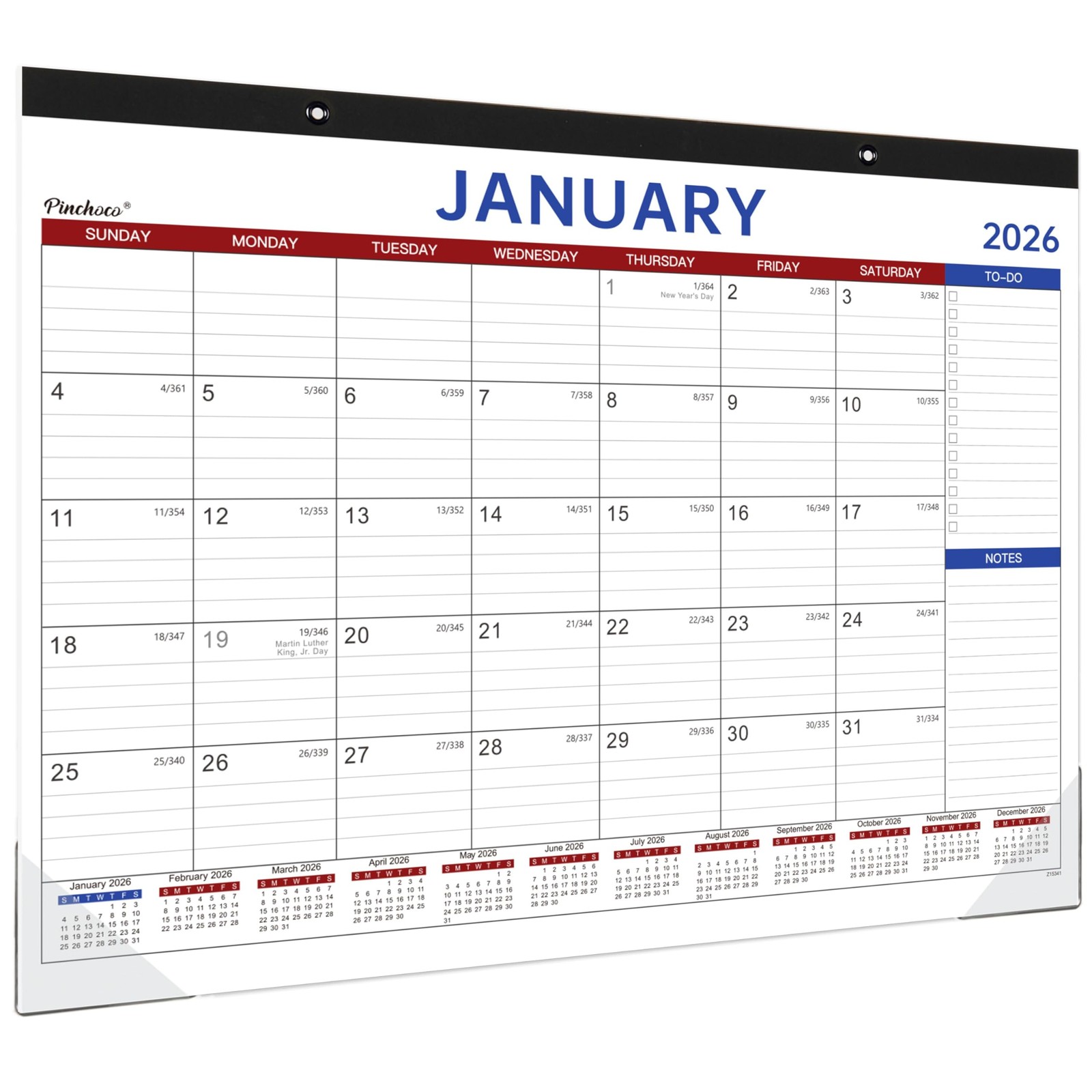 2026 Desk Calendar – Large 17″ x 12″, Black, Grey, Blue, Purple, Red