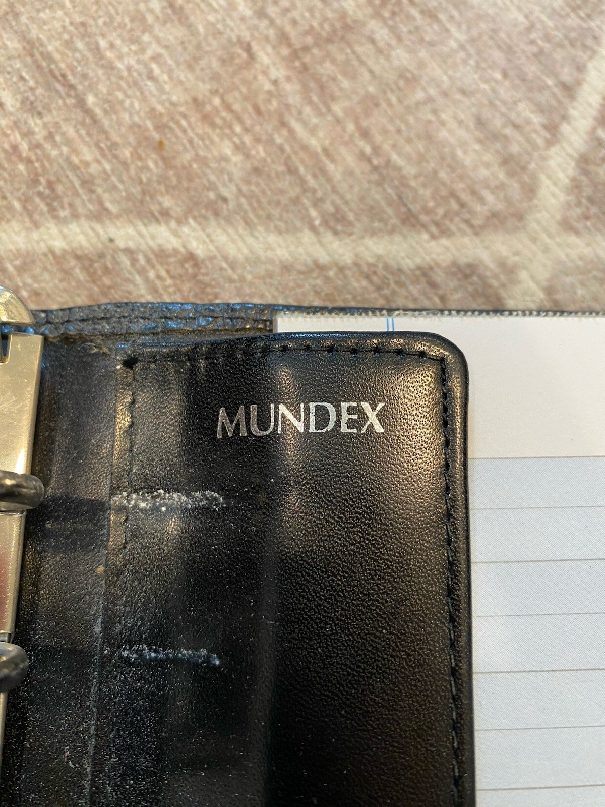 Mundex Vintage Planner Organizer Black Faux Croc Embossed Leather A6 7.5”x5”