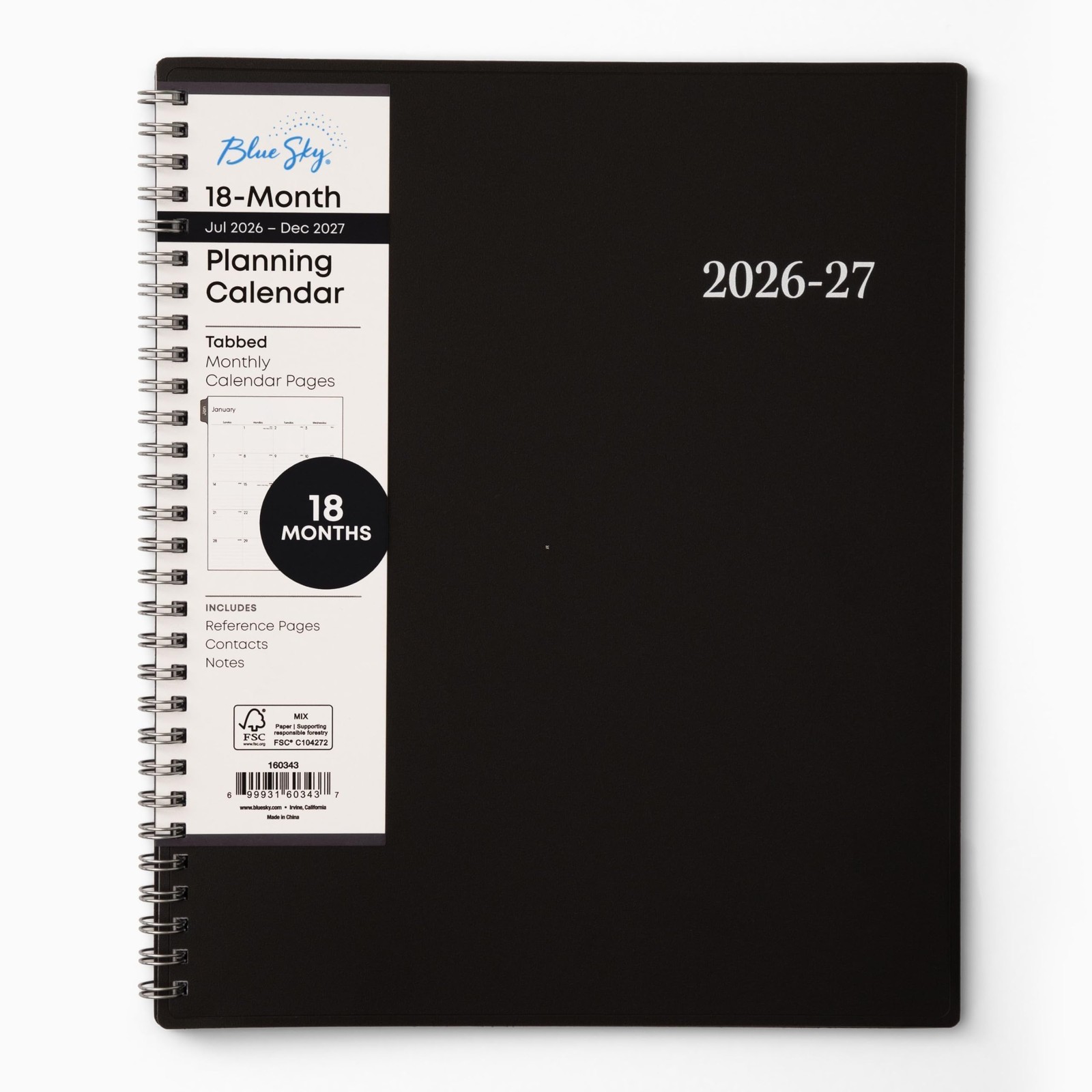 Blue Sky 2027 18 Month Monthly Planner Calendar, July 2026 – December 2027, 8…