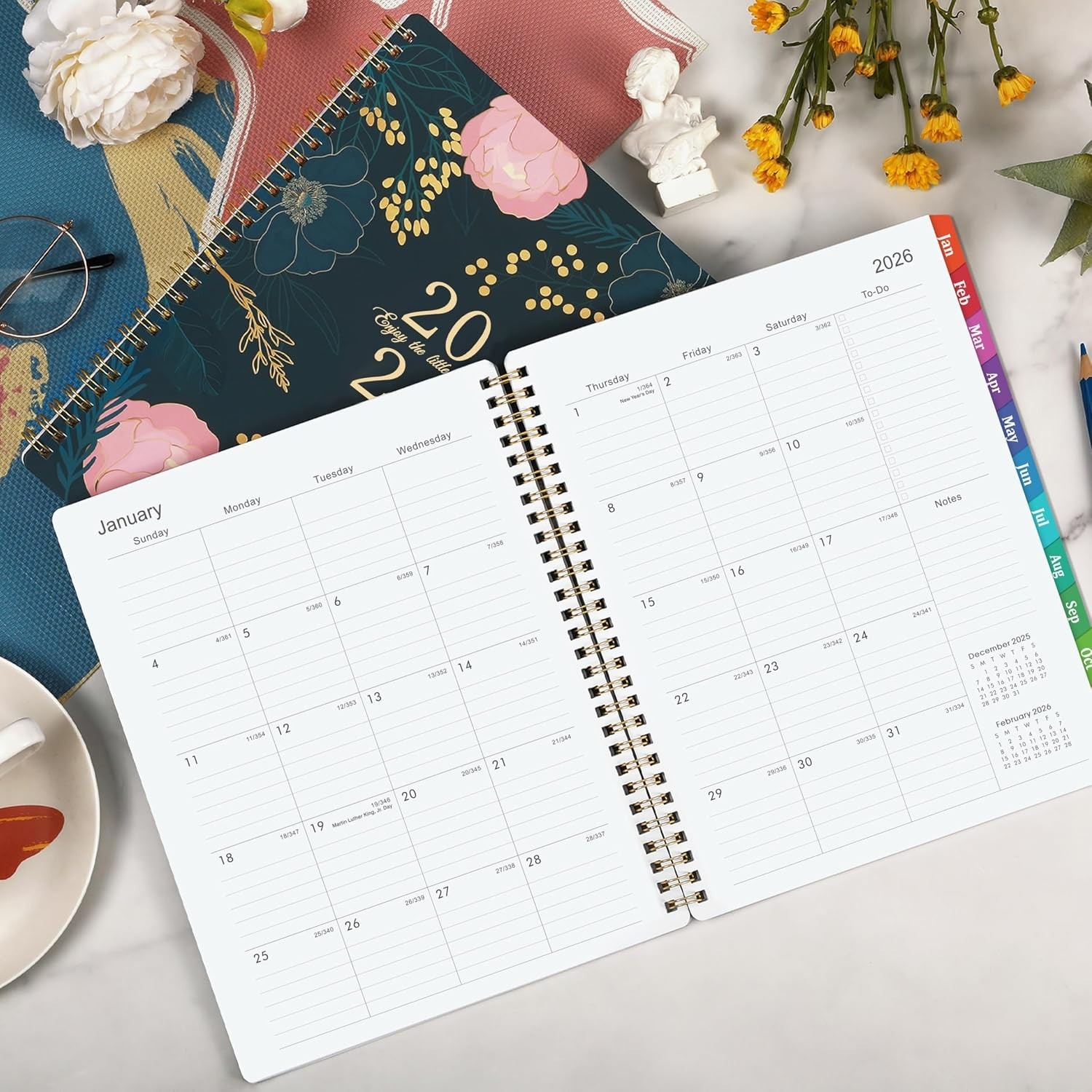 Functional 2026 Planner: Large 9” x 11” Pages with Quick-Access Monthly Tabs