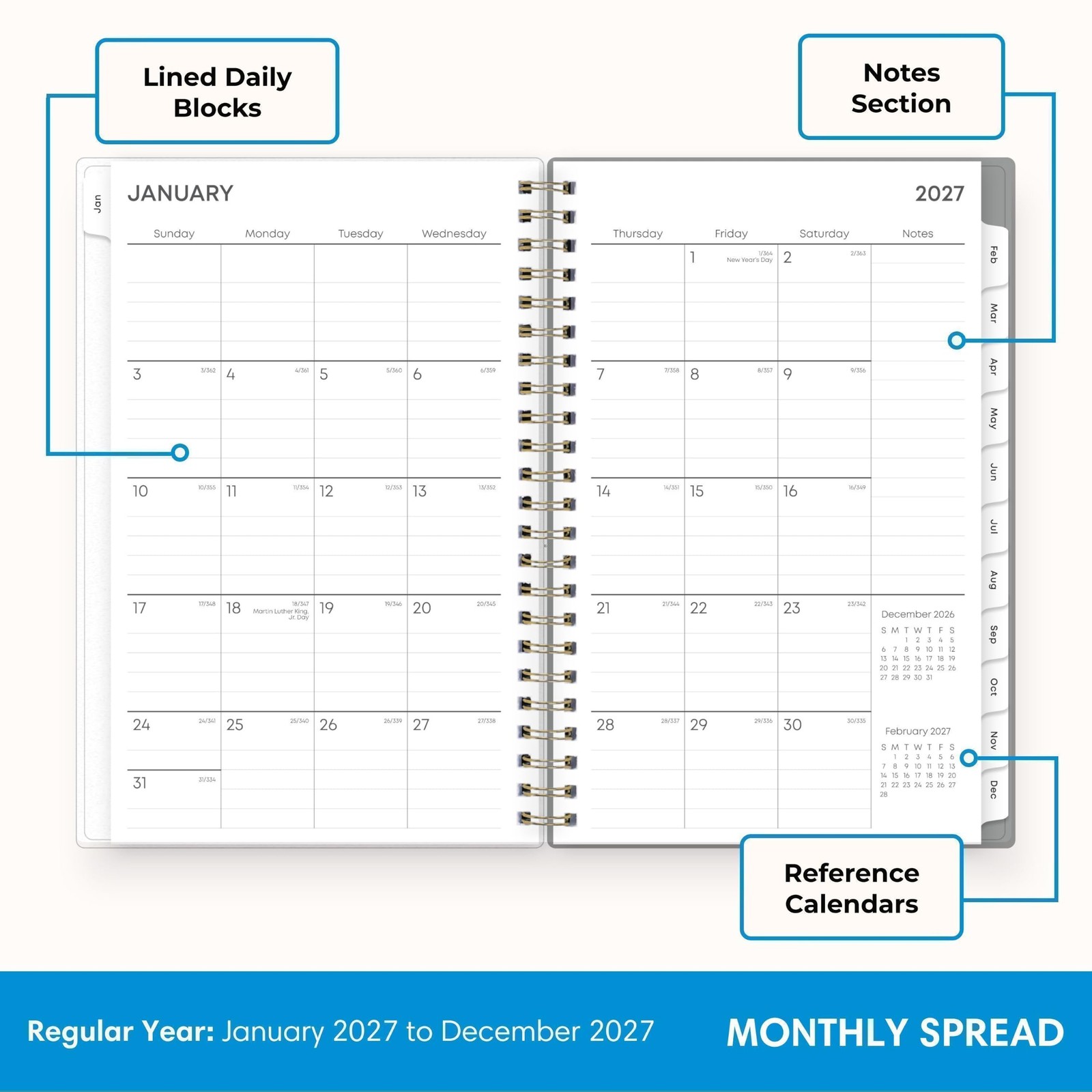 Blue Sky 2027 Weekly and Monthly Planner Calendar, January 2027 – December 20…