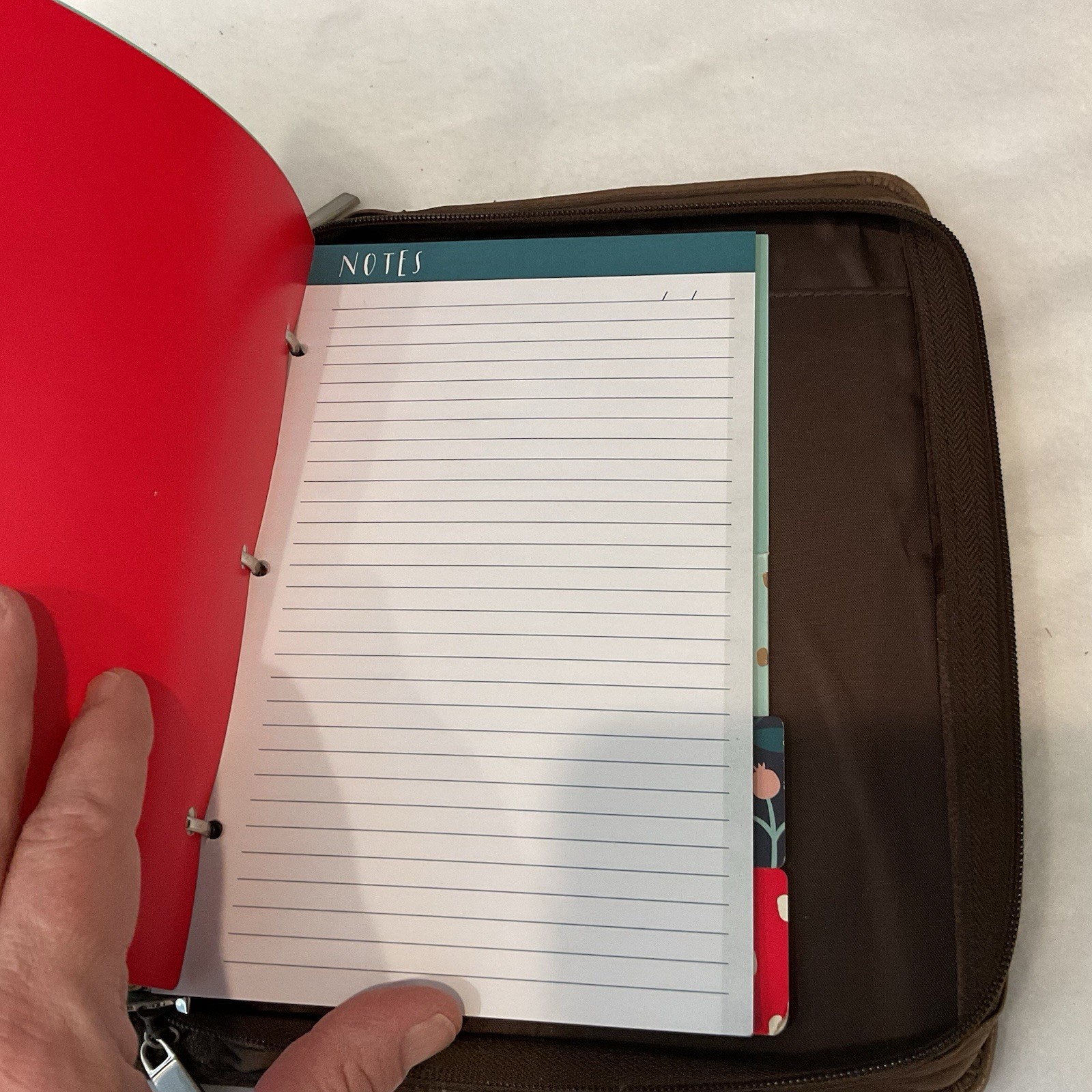 Tannery West Genuine Leather Zip Around Planner Organizer Binder Brown 3 Ring