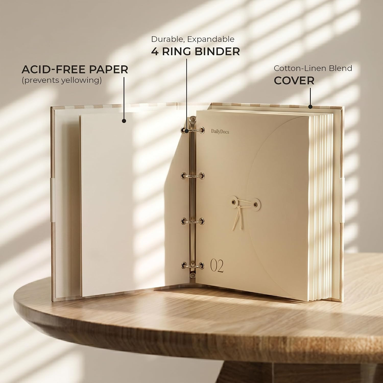 Document Organizer Binder for Important Papers & Passports, Oat