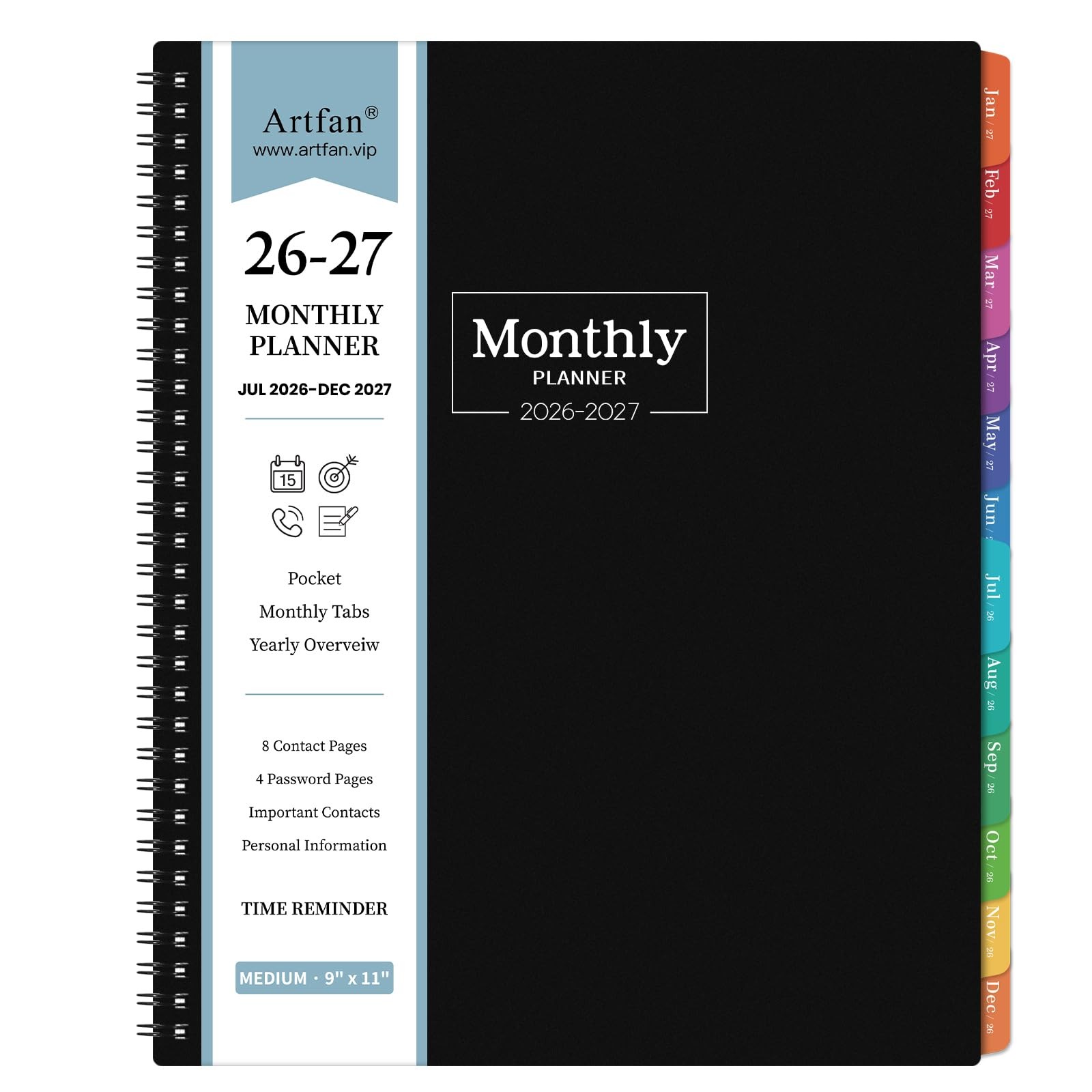 20262027 Monthly Planner 18 Month Thick Paper Tabs Pocket 8.5×11