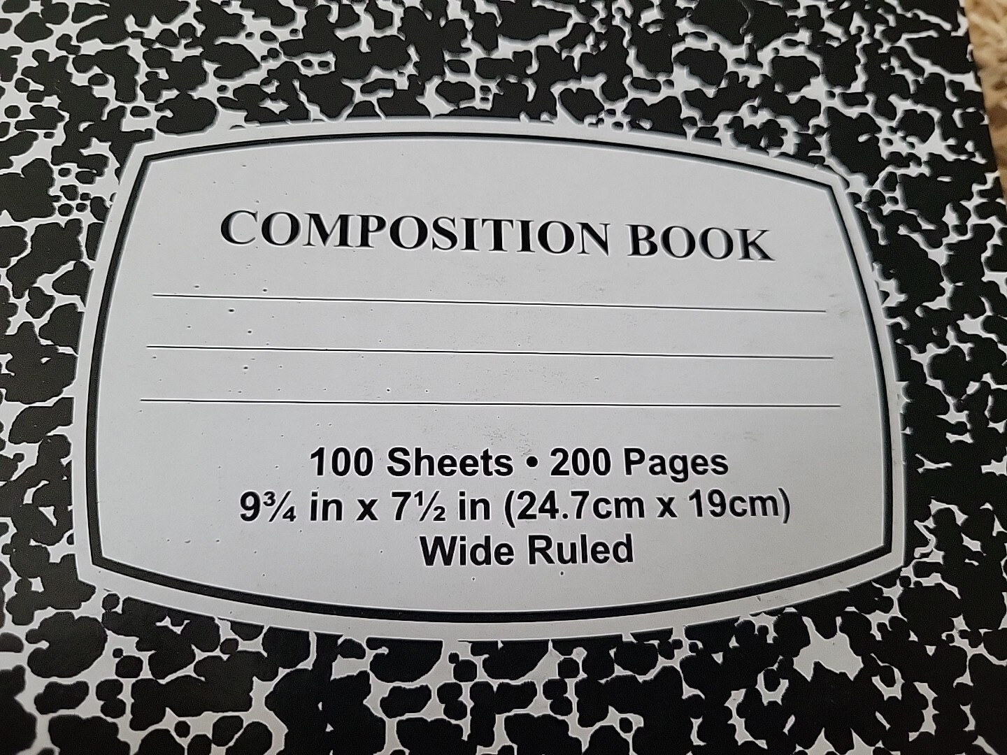 (4) Composition Notebooks Wide Ruled 100 Sheets = 200 Pages ea 9-3/4x 7-1/2