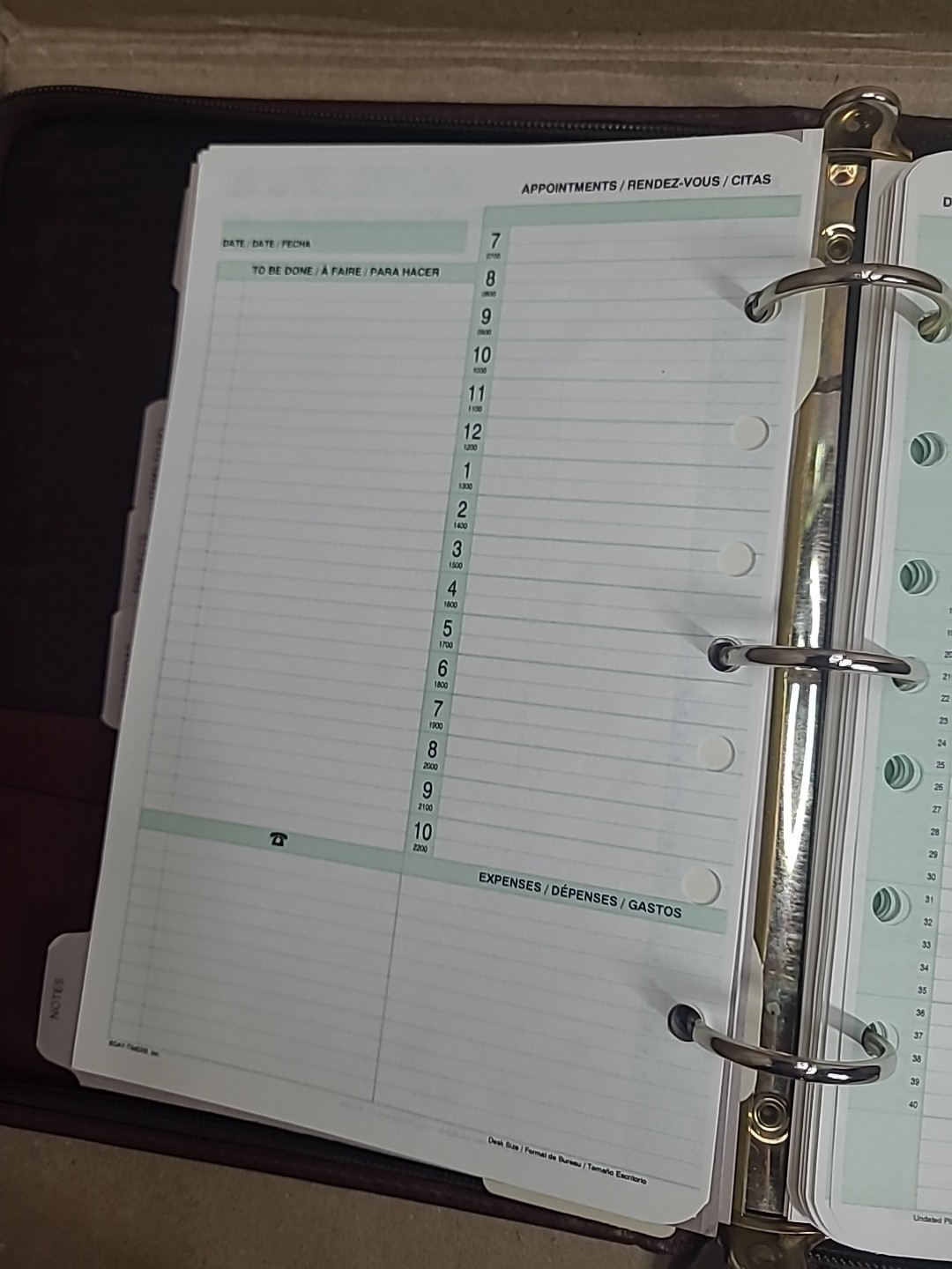 3 Ring Leather Organizer Journal Planner Vntg. 1994 Time Systems Inc. 10 In × 8