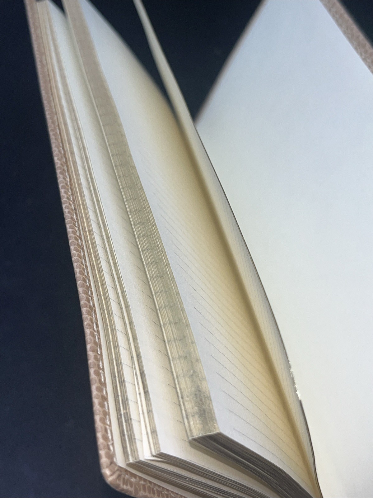 2 Gump’s Italian Leather Champagne Pocket Notebooks 6.5×3.5”
