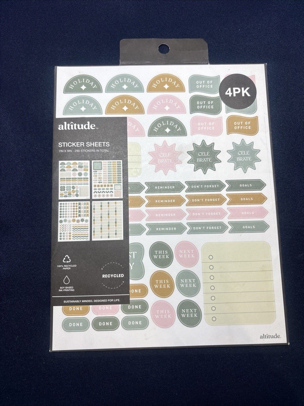 NEW 4 pack planner sticker sheets 290 stickers total, Holidays Etc., altitude.