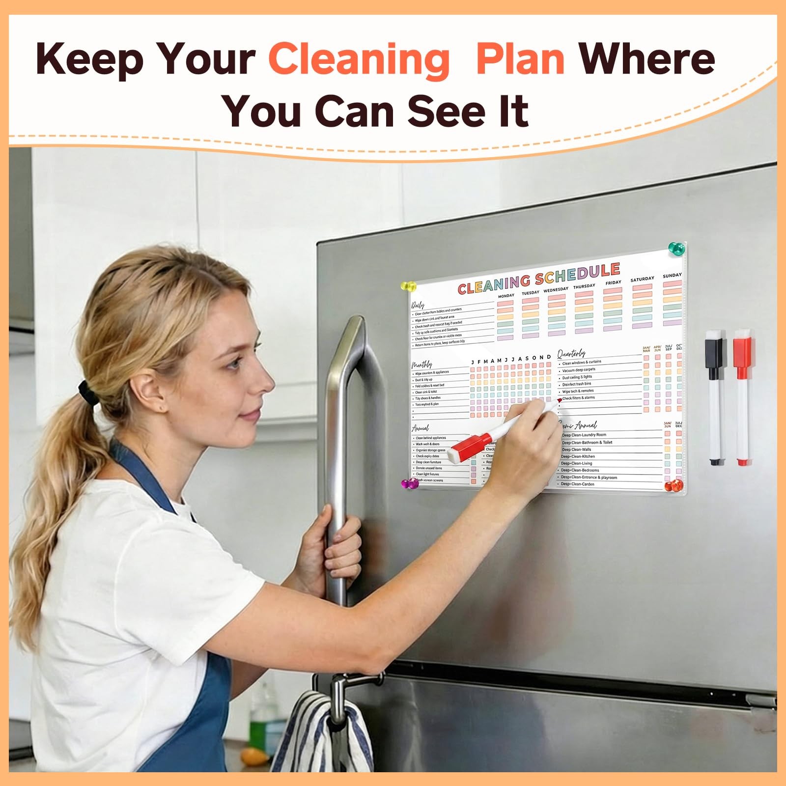 Adhd Cleaning Planner, Dry-erase Sleeve + Paper Pages, Removable Ring Binder