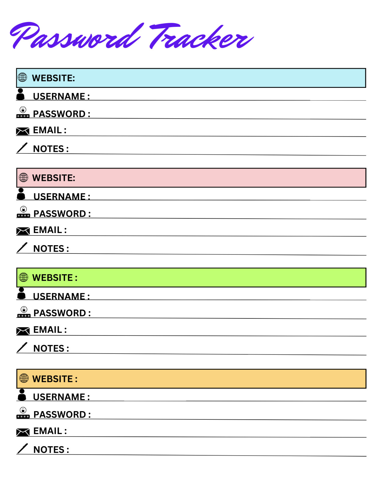 Birthday, Password, Contact List Goodnotes iPad Planner Digital Journal Pdf