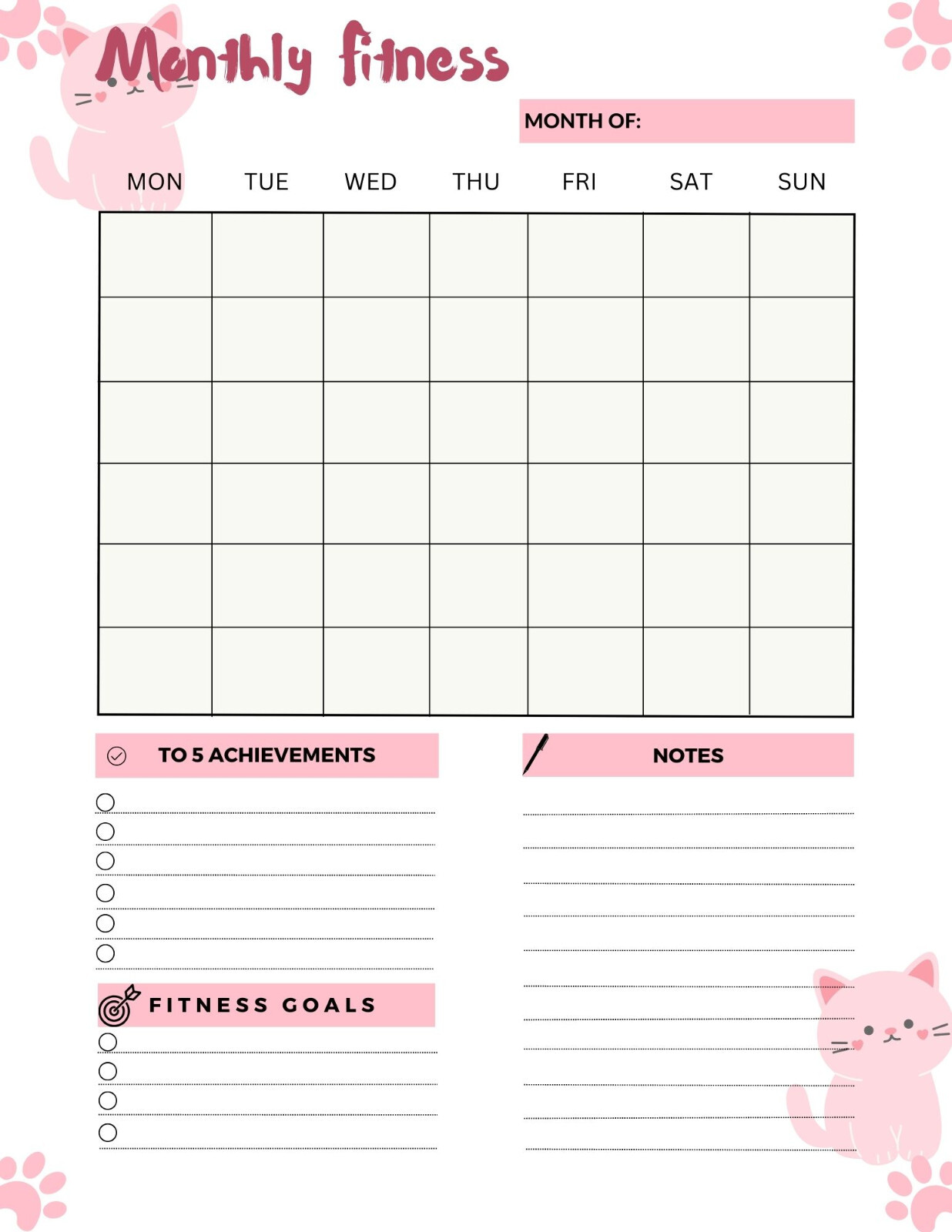 Digital Planner | Daily, Weekly, Monthly Fitness Goodnotes iPad Planner Pdf